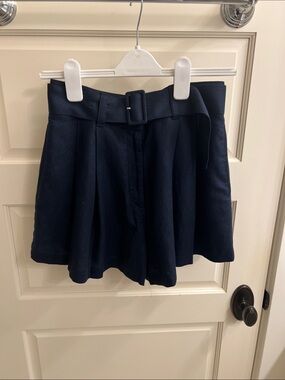 Club Monaco navy blue pleated high waisted shorts